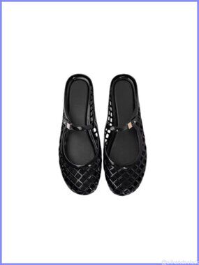 Women's Clear Jelly Sandals Mesh Mary Jane Flats Adjustable Buckle Slip On